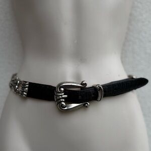 Vintage 1996 Brighton Concho Ornate Filigree Black Leather Belt Size Small Boho